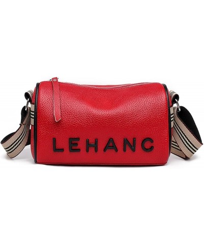 Women Genuine Leather Pillow Handbag Femlae Shoulder Cowhide Bag Red $13.80 Shoulder Bags