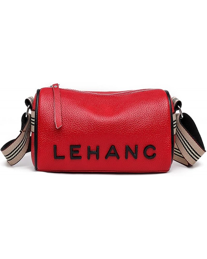 Women Genuine Leather Pillow Handbag Femlae Shoulder Cowhide Bag Red $13.80 Shoulder Bags