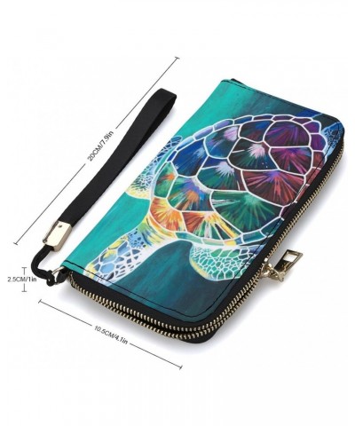 Sea Turtle Painting Print RFID Blocking Wallet Slim Clutch Wristlet Travel Long Purse for Women Men $22.54 Wristlets