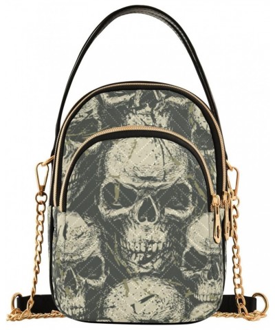 Skulls Grunge Style Crossbody Bags for Women Crossbody Purses Cell Phone Wallet with Chain Strap for Women Travel $12.22 Cros...