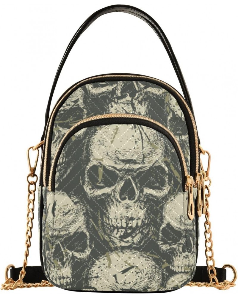 Skulls Grunge Style Crossbody Bags for Women Crossbody Purses Cell Phone Wallet with Chain Strap for Women Travel $12.22 Cros...