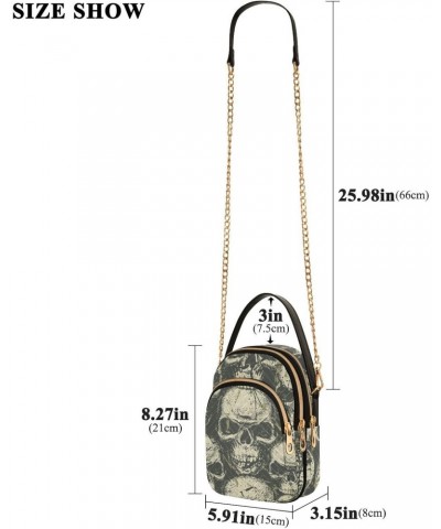 Skulls Grunge Style Crossbody Bags for Women Crossbody Purses Cell Phone Wallet with Chain Strap for Women Travel $12.22 Cros...