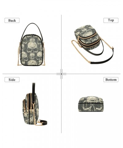 Skulls Grunge Style Crossbody Bags for Women Crossbody Purses Cell Phone Wallet with Chain Strap for Women Travel $12.22 Cros...