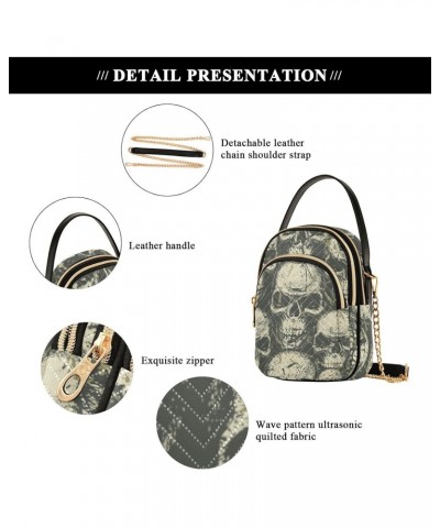 Skulls Grunge Style Crossbody Bags for Women Crossbody Purses Cell Phone Wallet with Chain Strap for Women Travel $12.22 Cros...