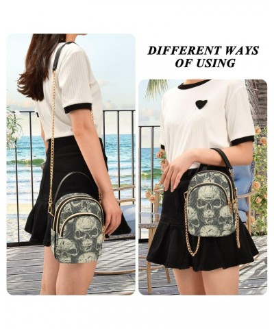 Skulls Grunge Style Crossbody Bags for Women Crossbody Purses Cell Phone Wallet with Chain Strap for Women Travel $12.22 Cros...