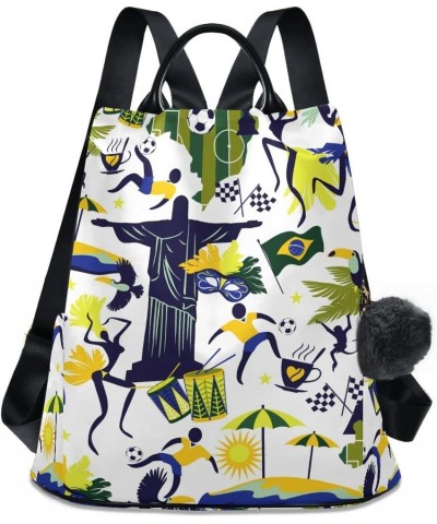 Brazil Pattern Girl Fashion Backpack Purse for Women Back Zipper Pocket Design Brazil Pattern 1 $19.77 Backpacks