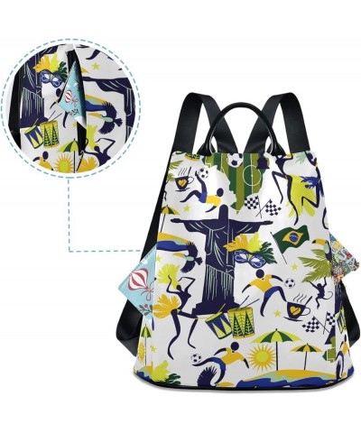 Brazil Pattern Girl Fashion Backpack Purse for Women Back Zipper Pocket Design Brazil Pattern 1 $19.77 Backpacks