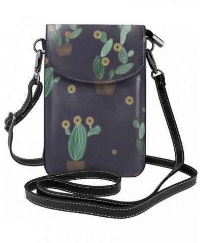 Cactus Pattern Crossbody Wallet Phone Bag for Women Mini Shoulder Bag Cell Phone Purse $19.71 Crossbody Bags