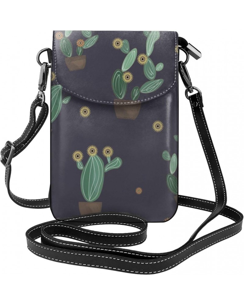 Cactus Pattern Crossbody Wallet Phone Bag for Women Mini Shoulder Bag Cell Phone Purse $19.71 Crossbody Bags