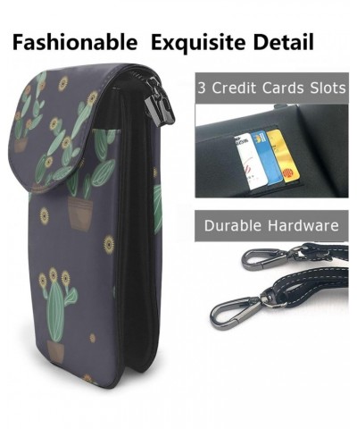 Cactus Pattern Crossbody Wallet Phone Bag for Women Mini Shoulder Bag Cell Phone Purse $19.71 Crossbody Bags