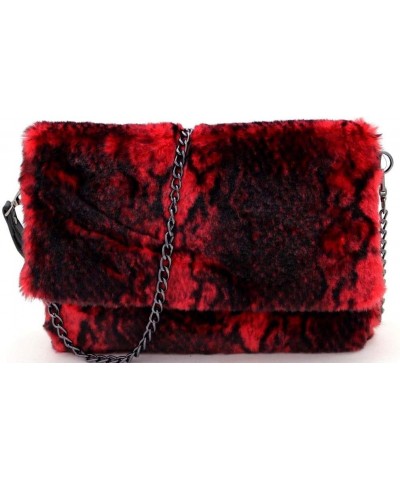 Snake Print Smooth Faux Fur Large Oversize Flap Clutch Shoulder Bag Crossbody Beige $15.38 Clutches