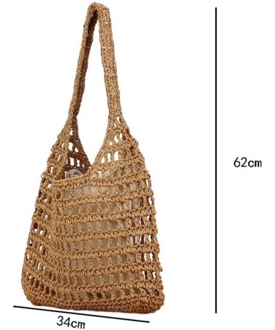 Mesh Straw Tote Bag for Women Handmade Hobo Bags for Women Handbag Purse Beach Bag Travel Bag Gym Bag Summer Vacation Camel $...