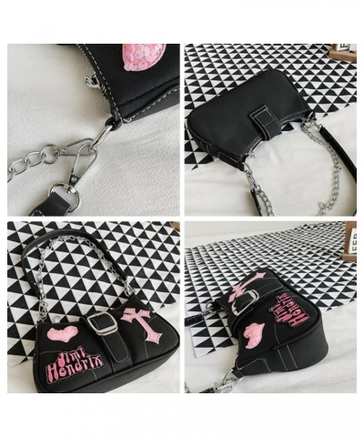 Women Shoulder Purse Sweetheart Cool Underarm Crossbody Bags Chain Handbag-Black Black $25.13 Totes