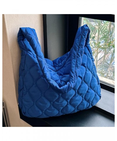 Women Padding Shoulder Bag Versatile Large Puffy Handbags Casual Zipper Hobo Bag Lightweight Soft Travel Shopping Bag Blue $9...