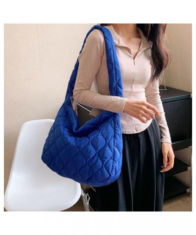 Women Padding Shoulder Bag Versatile Large Puffy Handbags Casual Zipper Hobo Bag Lightweight Soft Travel Shopping Bag Blue $9...