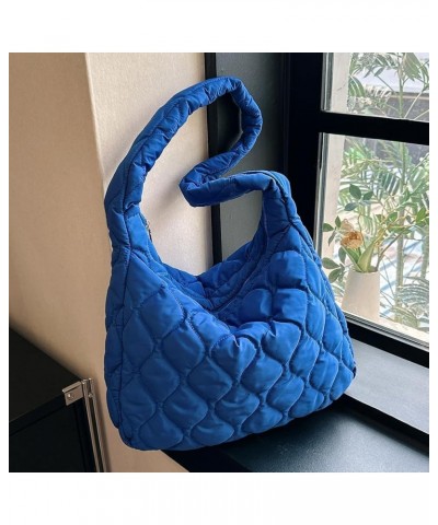 Women Padding Shoulder Bag Versatile Large Puffy Handbags Casual Zipper Hobo Bag Lightweight Soft Travel Shopping Bag Blue $9...