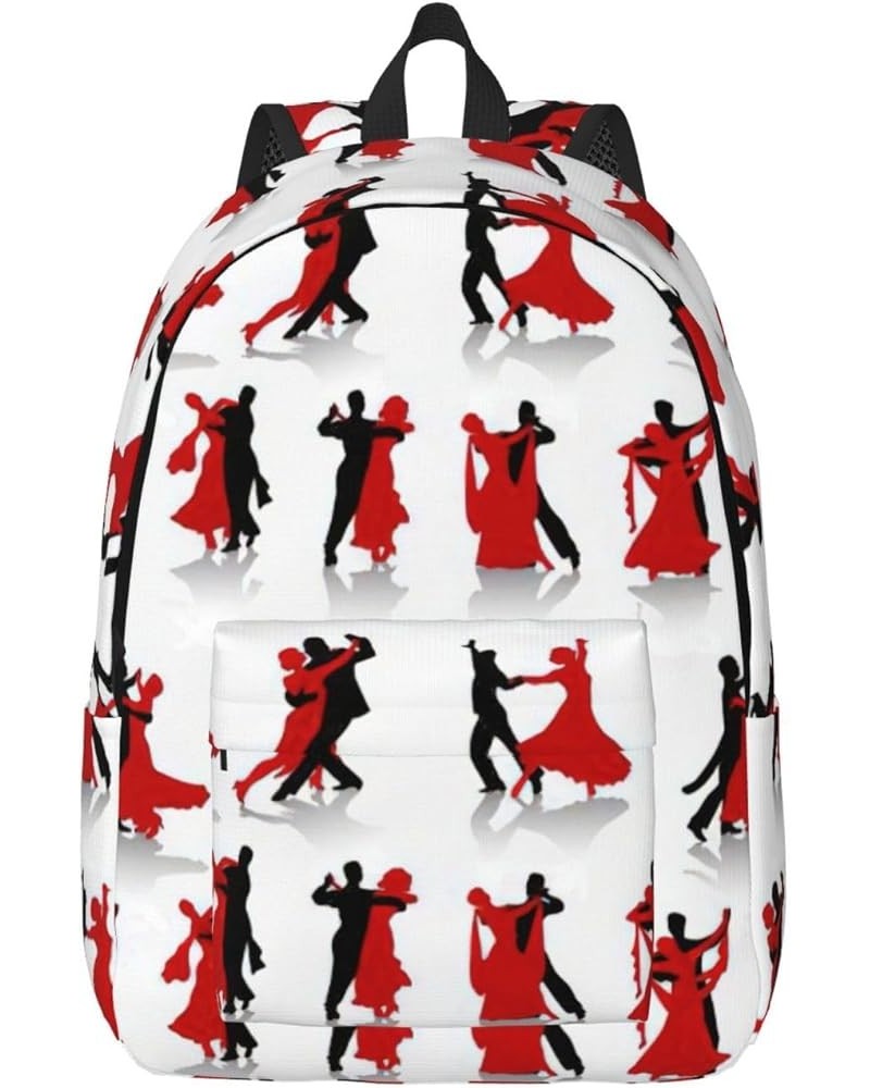 Ballroom Dance Print Unisex Canvas Bag Canvas Shoulder Pouch Pack Lightweight Backpack For Woman Lady Black Small $25.95 Back...