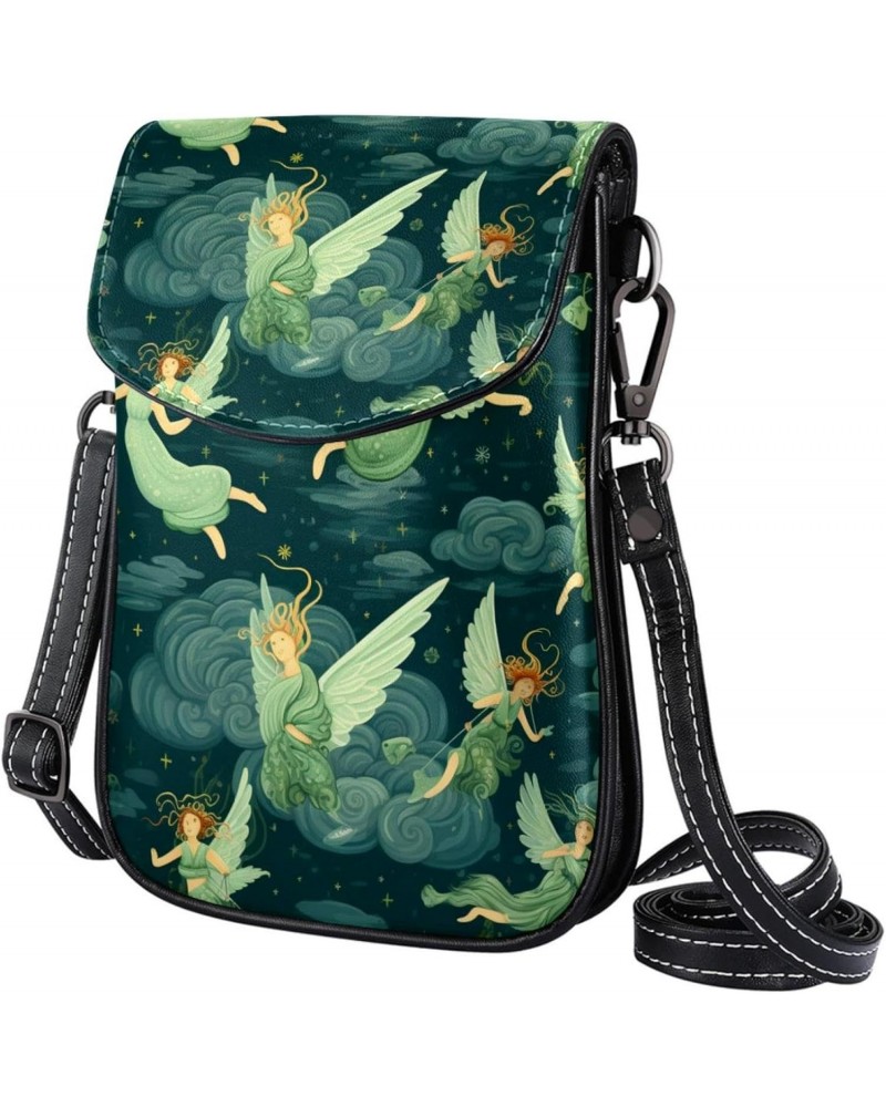 Crossbody Bags for Women,Crossbody Bag Men,Small Sling Bag,Angels Green Background Women,Crossbody Purse $11.80 Crossbody Bags