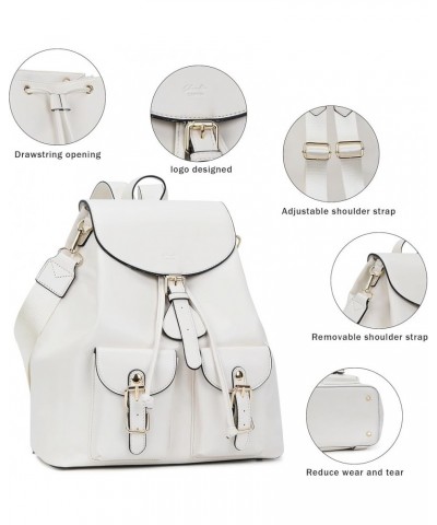 Backpack Purse for Women Class Vegan Leather Fashion School Daypack Multipurpose Design Flap Backpack (13.5-in Hight) White-f...