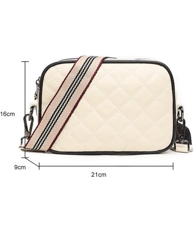 Crossbody Bag for Women Genuine Leather Wide Strap Shoulder Bag Purse Trendy Design Camera Crossbody Purse Top Zip B03-white ...