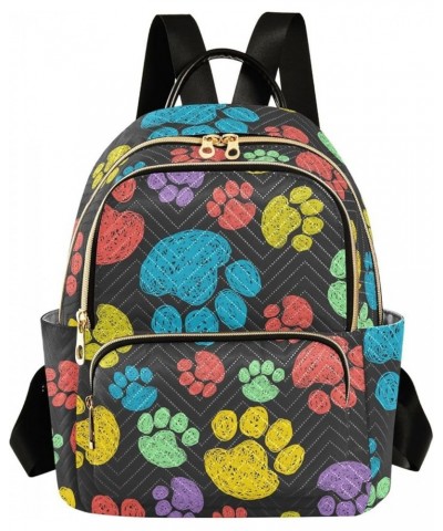 Rainbow Color Paw Women's Backpack Purse Causal Daypack Work Travel College Business Trip Bag Shoulder Bag Medium $18.71 Back...