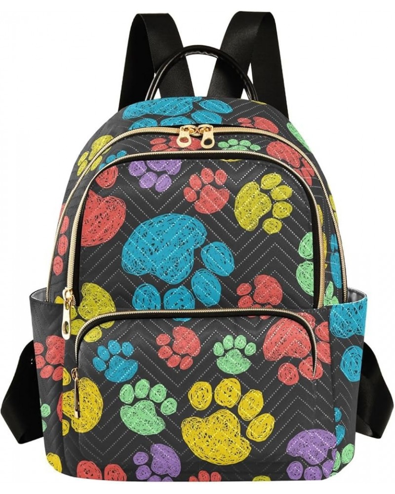 Rainbow Color Paw Women's Backpack Purse Causal Daypack Work Travel College Business Trip Bag Shoulder Bag Medium $18.71 Back...