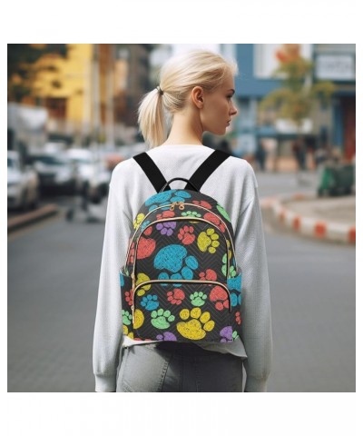 Rainbow Color Paw Women's Backpack Purse Causal Daypack Work Travel College Business Trip Bag Shoulder Bag Medium $18.71 Back...