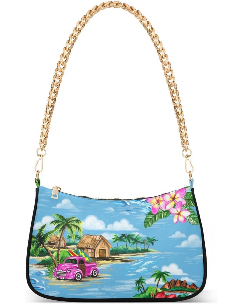 Hawaiian Tropical Palm Shoulder Handbags for Women,Women Chain Shoulder Bags,Ladies Tote Handbag Purse $15.29 Shoulder Bags