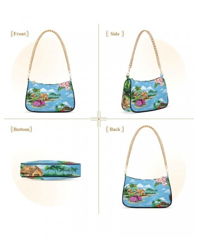 Hawaiian Tropical Palm Shoulder Handbags for Women,Women Chain Shoulder Bags,Ladies Tote Handbag Purse $15.29 Shoulder Bags