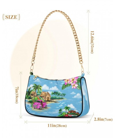 Hawaiian Tropical Palm Shoulder Handbags for Women,Women Chain Shoulder Bags,Ladies Tote Handbag Purse $15.29 Shoulder Bags