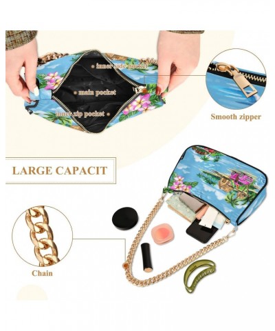 Hawaiian Tropical Palm Shoulder Handbags for Women,Women Chain Shoulder Bags,Ladies Tote Handbag Purse $15.29 Shoulder Bags