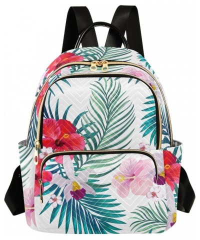 Travel Backpack Purse for Women Fashion Anti-theft Work Casual Tropical Palm Leaves Hibiscus Daypack Shoulder Bag Medium Size...