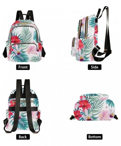 Travel Backpack Purse for Women Fashion Anti-theft Work Casual Tropical Palm Leaves Hibiscus Daypack Shoulder Bag Medium Size...