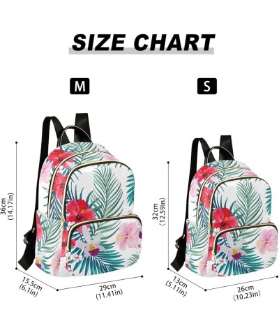 Travel Backpack Purse for Women Fashion Anti-theft Work Casual Tropical Palm Leaves Hibiscus Daypack Shoulder Bag Medium Size...