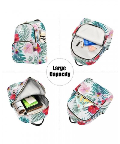 Travel Backpack Purse for Women Fashion Anti-theft Work Casual Tropical Palm Leaves Hibiscus Daypack Shoulder Bag Medium Size...