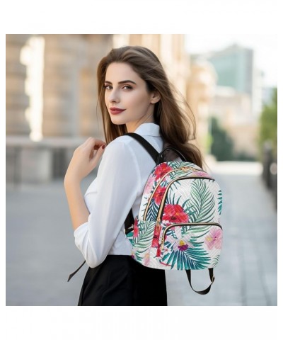 Travel Backpack Purse for Women Fashion Anti-theft Work Casual Tropical Palm Leaves Hibiscus Daypack Shoulder Bag Medium Size...