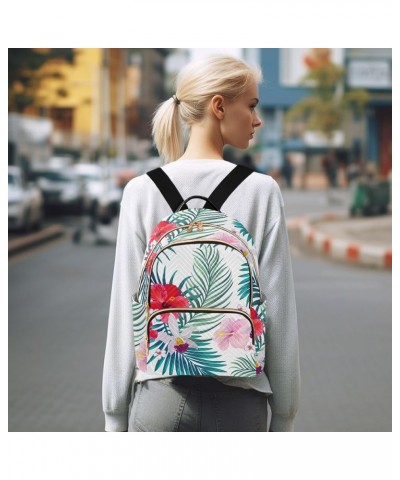 Travel Backpack Purse for Women Fashion Anti-theft Work Casual Tropical Palm Leaves Hibiscus Daypack Shoulder Bag Medium Size...