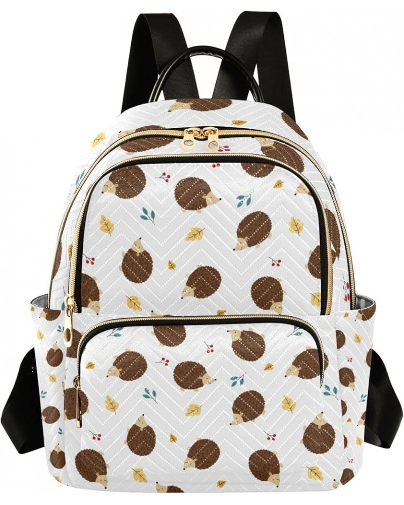 Funny Hedgehogs with Fall Leaves Backpack for Women Shoulder Bag Lightweight Small Backpack Casual Daypack for Travel Small(1...