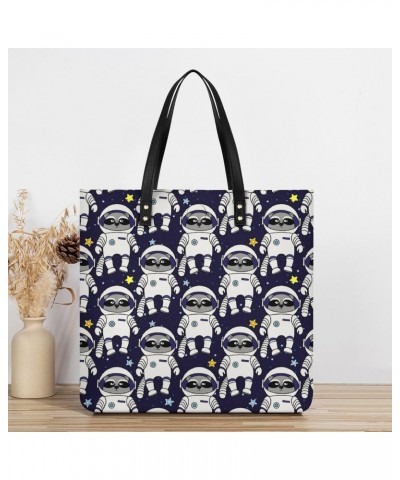 Funny Cartoon Raccoon Tote Bag PU Leather Handbag Fashion Sling Bag Shoulder Purse Top Handle Handbags for Women $16.56 Totes