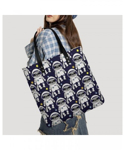 Funny Cartoon Raccoon Tote Bag PU Leather Handbag Fashion Sling Bag Shoulder Purse Top Handle Handbags for Women $16.56 Totes