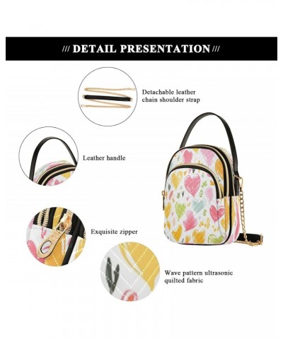 Colorful Heart Shoulder Bags for Women Retro Classic Handbag Purse Small Purses with Chain $13.25 Totes