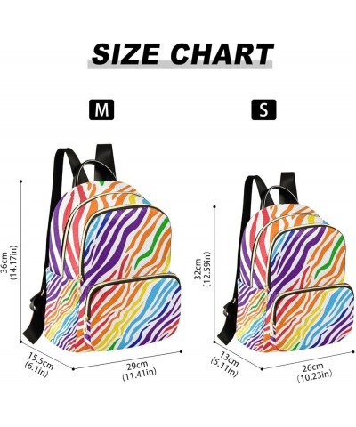 Women Backpack Rainbow Zebra Skin Anti-Theft Travel Backpack with Luggage Belt Lightweight Handbag Lady Purse Roomy Double Zi...