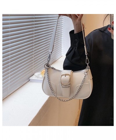 Y2k Purse Small Shoulder Bag for Women Y2k 90s Hobo Handbag Trendy Leather Clutch Purse Chain Underarm Bag 2023 A2-white $13....