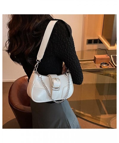 Y2k Purse Small Shoulder Bag for Women Y2k 90s Hobo Handbag Trendy Leather Clutch Purse Chain Underarm Bag 2023 A2-white $13....