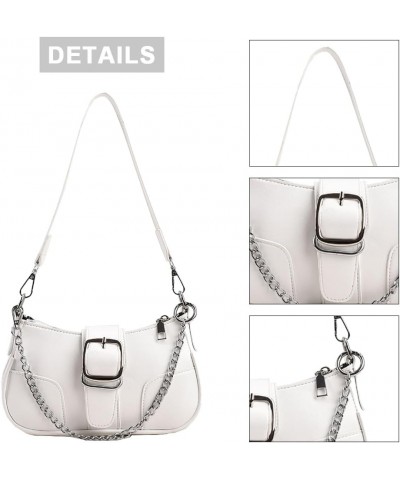 Y2k Purse Small Shoulder Bag for Women Y2k 90s Hobo Handbag Trendy Leather Clutch Purse Chain Underarm Bag 2023 A2-white $13....