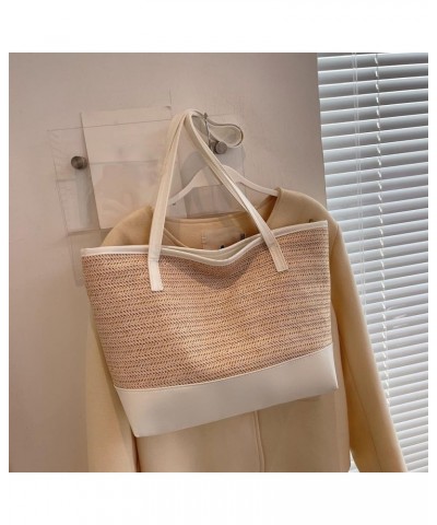 Clear Shoulder Bag for Women Ladies Fashion Personality Handbag Beach Texture Straw Canvas Bag Shoulder Bag Khaki $11.66 Shou...