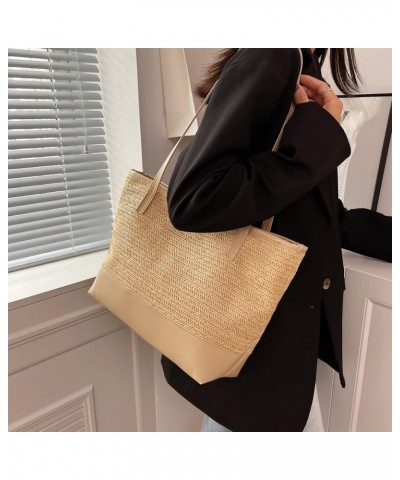 Clear Shoulder Bag for Women Ladies Fashion Personality Handbag Beach Texture Straw Canvas Bag Shoulder Bag Khaki $11.66 Shou...