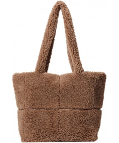 Fluffy Tote Bag Handbag Women Plush Shoulder Bag Fuzzy Plush Tote Bag Shopping Bag Dark Brown $18.61 Totes