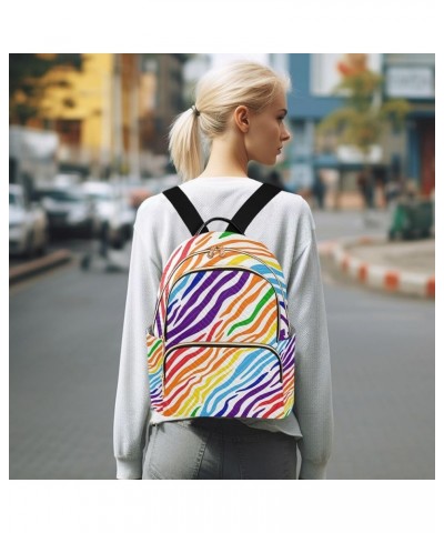 Women Backpack Rainbow Zebra Skin Anti-Theft Travel Backpack with Luggage Belt Lightweight Handbag Lady Purse Roomy Double Zi...