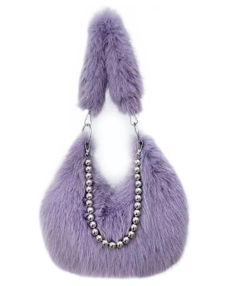 Furry Purse Tote Bags for Girls, Fluffy Soft Handbag for Women Top-Handle Crossbody Shoulder Bag Trendy Plush Clutch Purse Pu...